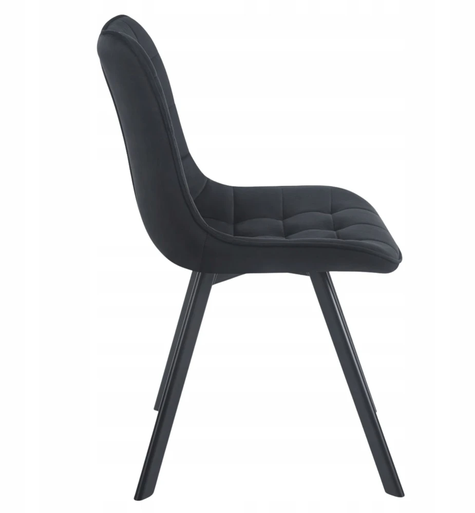 Monovo Pasukama dygsniuota aksominė juoda loft COCO valgomojo kėdė