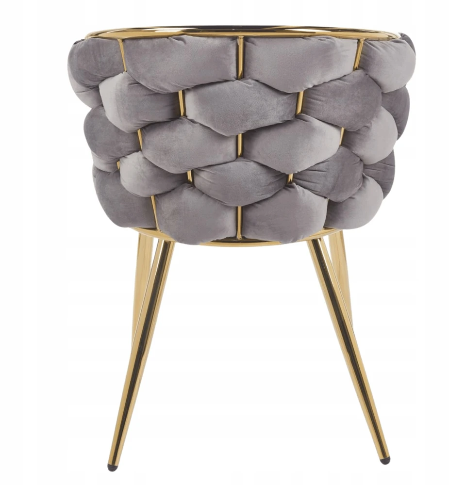 Monovo Pinta aksominė kėdė Pilka chromo auksinė kojelė Glamour Velvet PLOTI