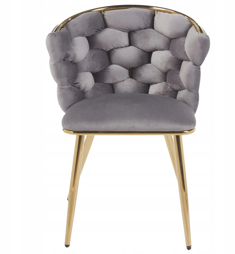 Monovo Pinta aksominė kėdė Pilka chromo auksinė kojelė Glamour Velvet PLOTI