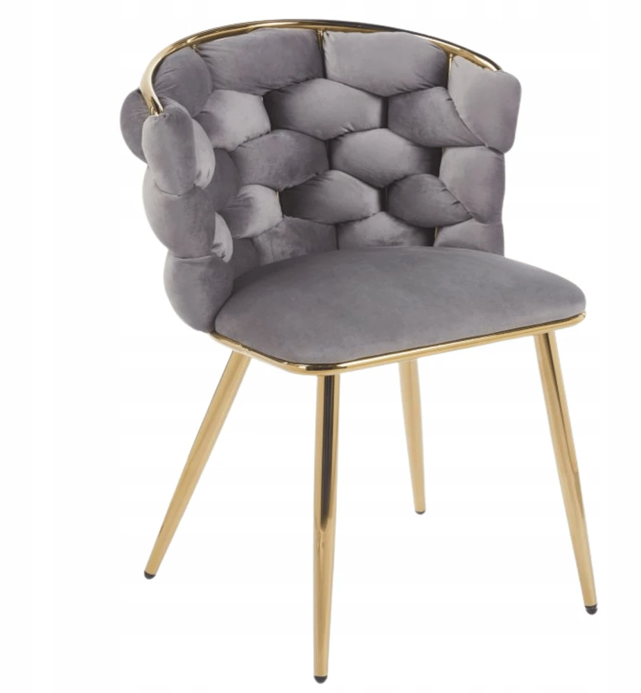 Monovo Pinta aksominė kėdė Pilka chromo auksinė kojelė Glamour Velvet PLOTI