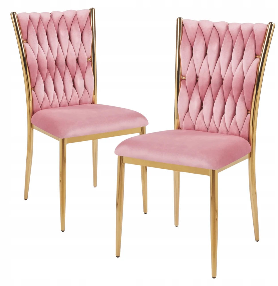 Monovo Pinta aksominė rožinė kėdė svetainei Glamour Gold Legs Rožinė KOXI