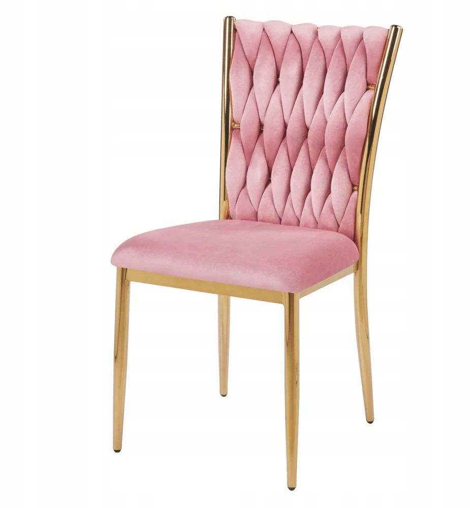 Monovo Pinta aksominė rožinė kėdė svetainei Glamour Gold Legs Rožinė KOXI