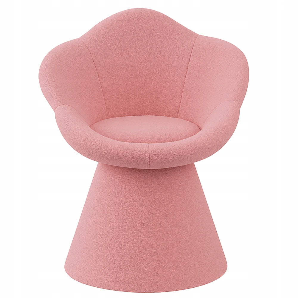 Monovo Rožinė minimalistinio dizaino kėdė Lamb Boucle Teddy JASMINE