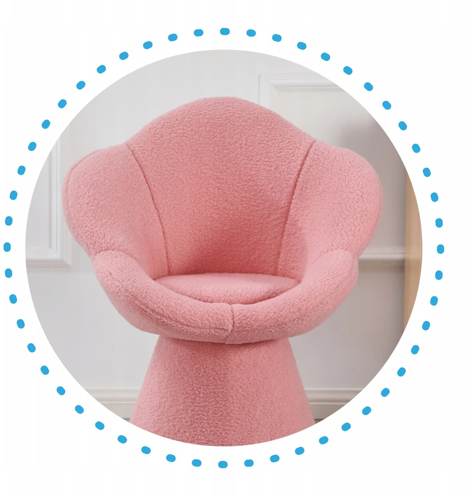 Monovo Rožinė minimalistinio dizaino kėdė Lamb Boucle Teddy JASMINE