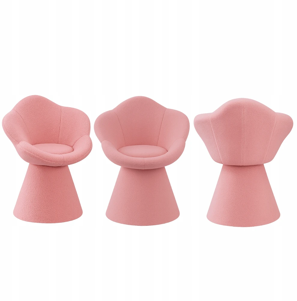 Monovo Rožinė minimalistinio dizaino kėdė Lamb Boucle Teddy JASMINE