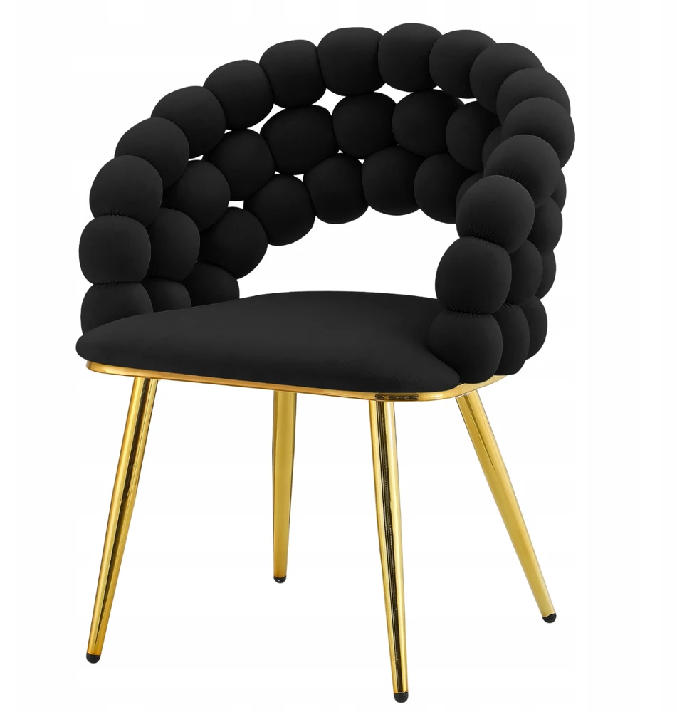 Monovo Šiuolaikinė minkšta svetainės kėdė Glamour Gold Juodas Veliur BUBBLE