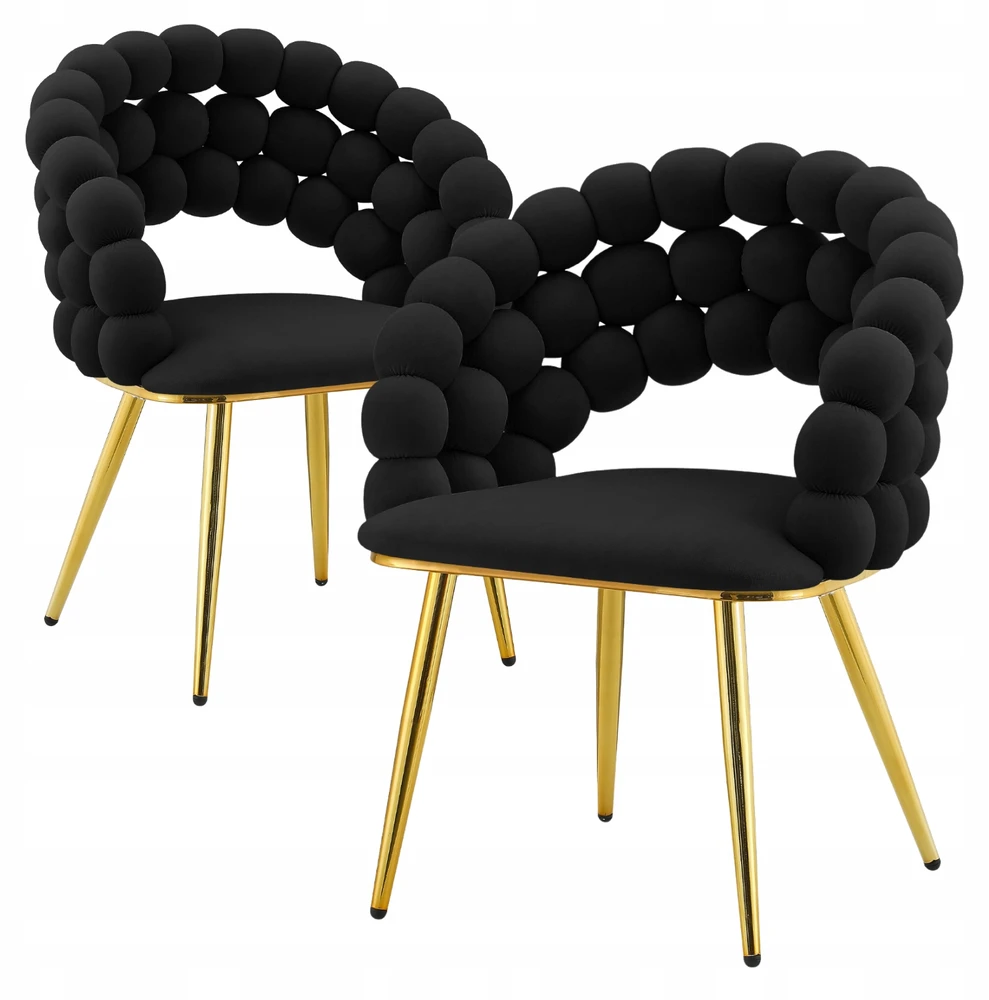 Monovo Šiuolaikinė minkšta svetainės kėdė Glamour Gold Juodas Veliur BUBBLE