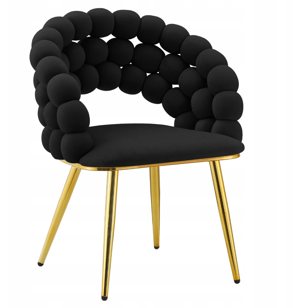 Monovo Šiuolaikinė minkšta svetainės kėdė Glamour Gold Juodas Veliur BUBBLE