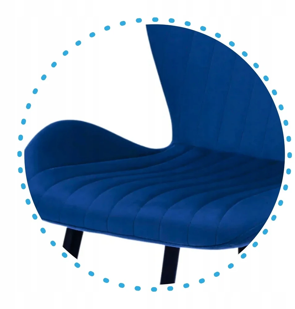 Monovo Velvet Mėlyna Minkšta kėdė su metalinėmis kojomis Loft LERO