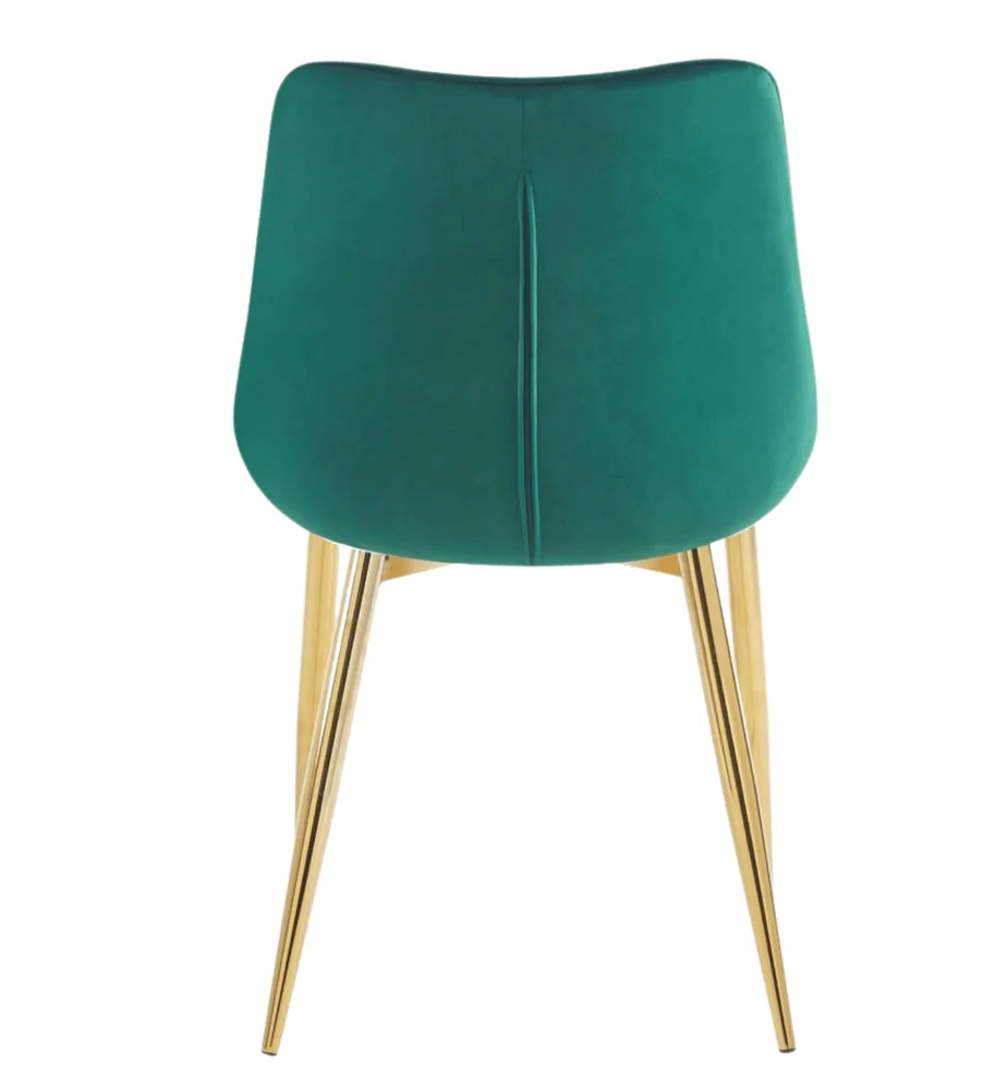 Monovo Žalia dygsniuota veliūrinė kėdė svetainei valgomajam Glamour Gold Legs CHIC