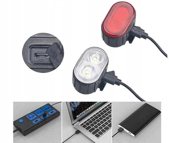 Monpax DVIRAČIO ŽIBINTŲ RINKINYS USB DVIRAČIO ŽIBINTŲ PRIEKINIŲ IR GALINIŲ LEMPŲ RINKINYS