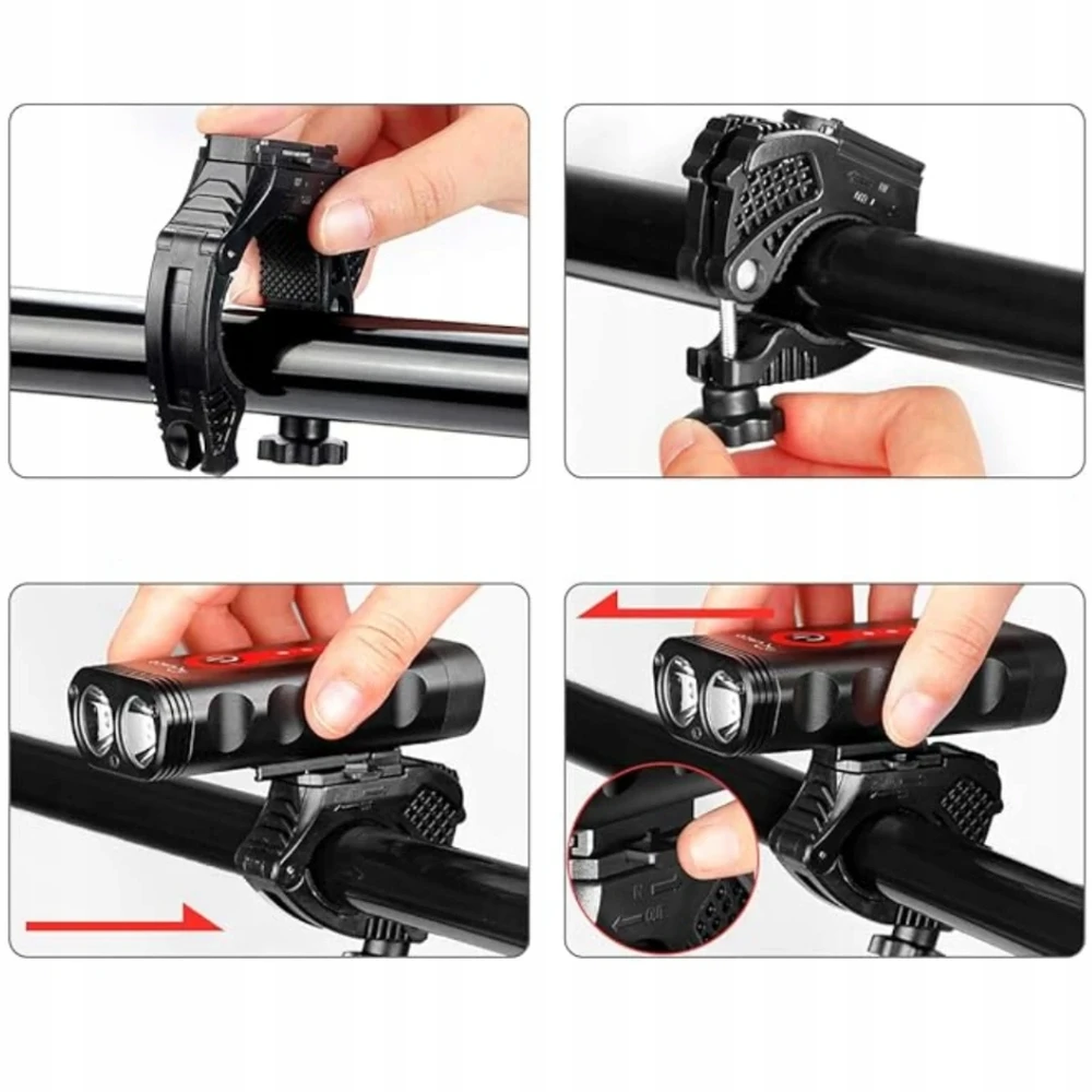 Montavelo Dviračio žibintas priekinis galinis LED 1800lm USB įkraunamas dviračio žibintų rinkinys