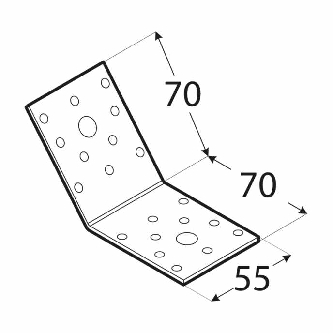 DMX Montavimo kampas, 135°, 70x70x55x2,5mm, cinkuotas