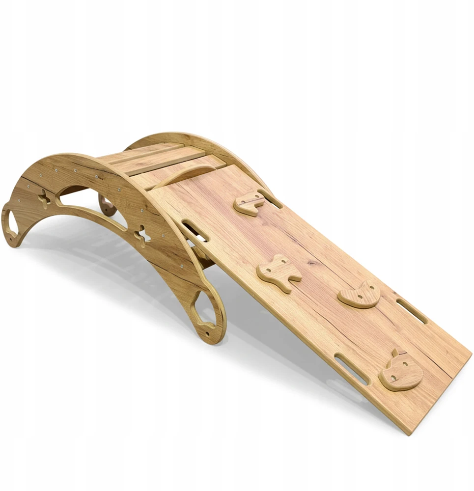 Montessori 3-in-1 rokeris vaikui su pagalve, kalneliu, Wood Style sienele
