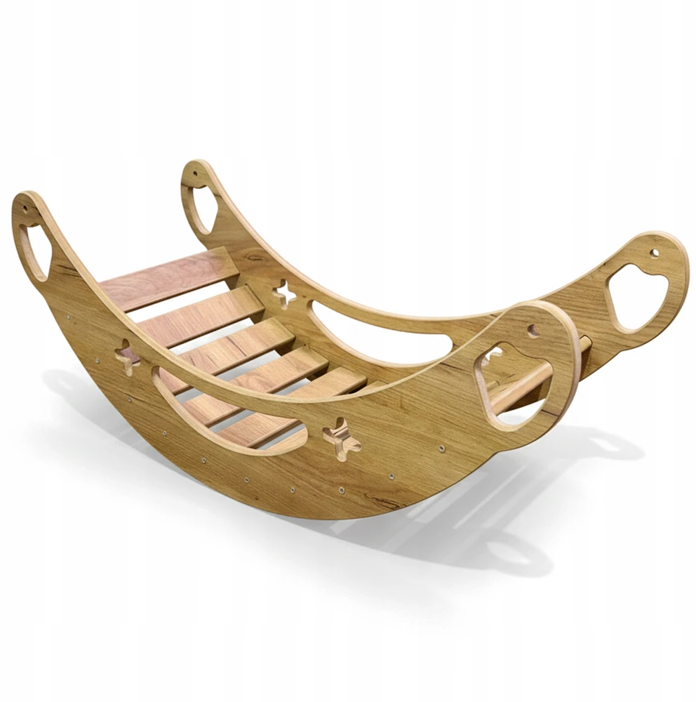 Montessori 3-in-1 rokeris vaikui su pagalve, kalneliu, Wood Style sienele