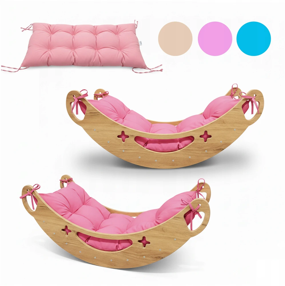 Montessori 3-in-1 rokeris vaikui su pagalve, kalneliu, Wood Style sienele