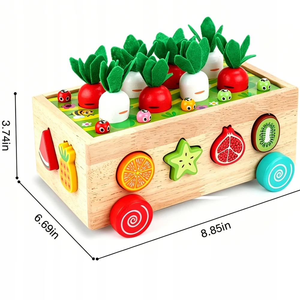 Montessori blokų rūšiuotojas Pagauk Worm automobilio galvosūkį MORKOS IR KIRMOS