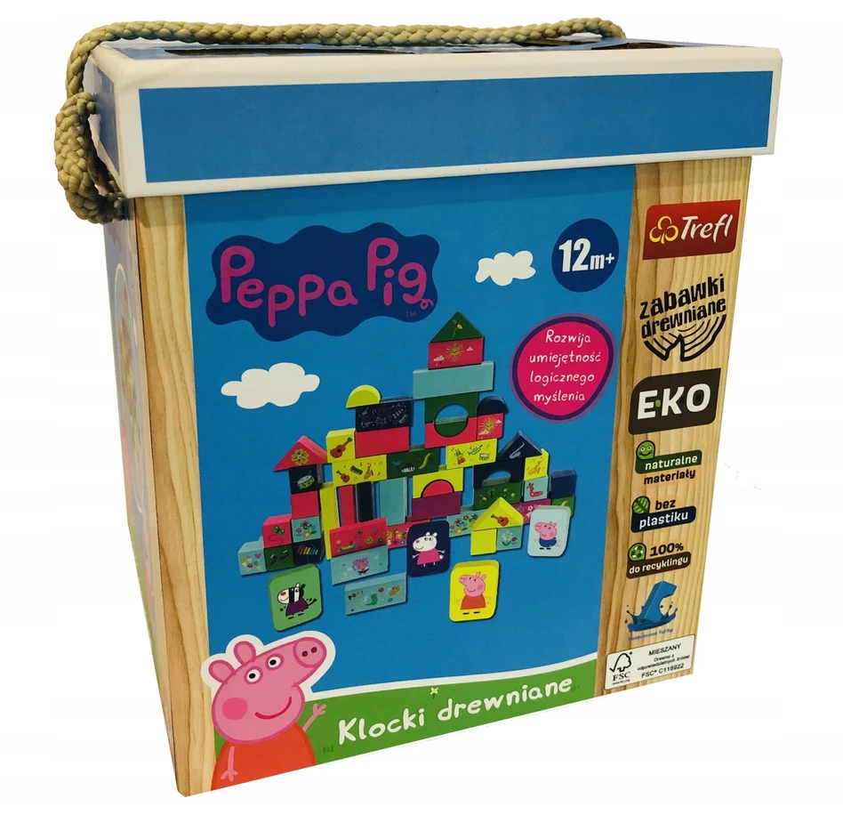 MONTESSORI PEPPA TREFL 61573 edukacinės medinės kaladėlės