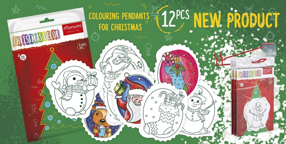 Monumi Christmas medžio hangers coloring page