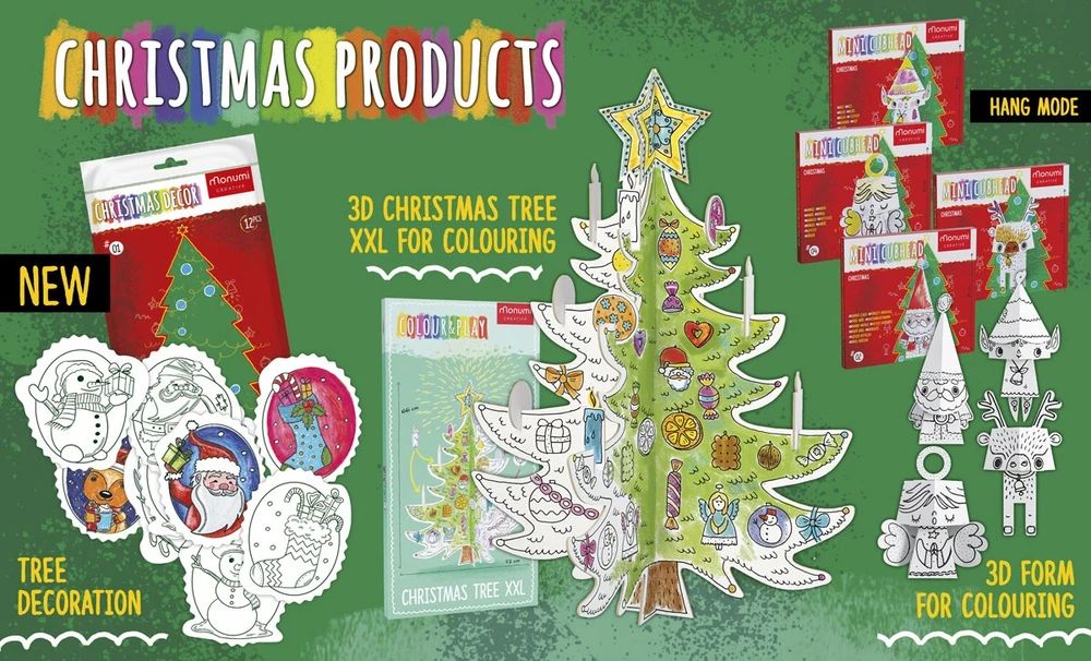 Monumi Christmas medžio hangers coloring page