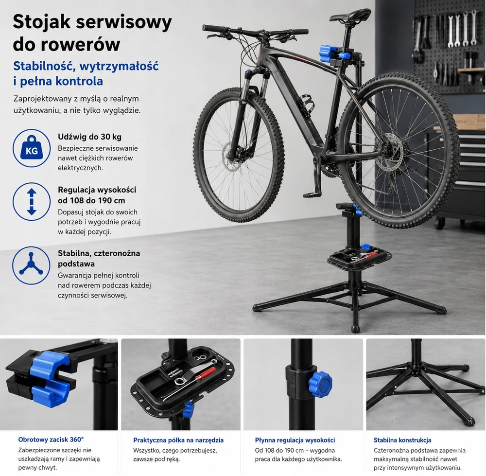 Monzana DVIRAČIO SERVICE STOVAS DVIRAČIO LAIKIKLIS 30kg REGULIUOJAMAS DVIRAČIO PAKABAKAS