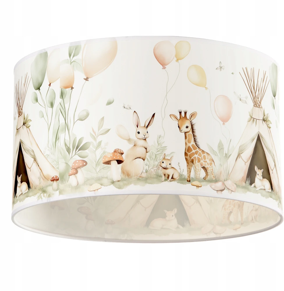 Moonlight DZIECIĘCA LAMPA PLAFON 30 CM ABAŻUR PASTELOWY ZWIERZĄTKA E27 LED
