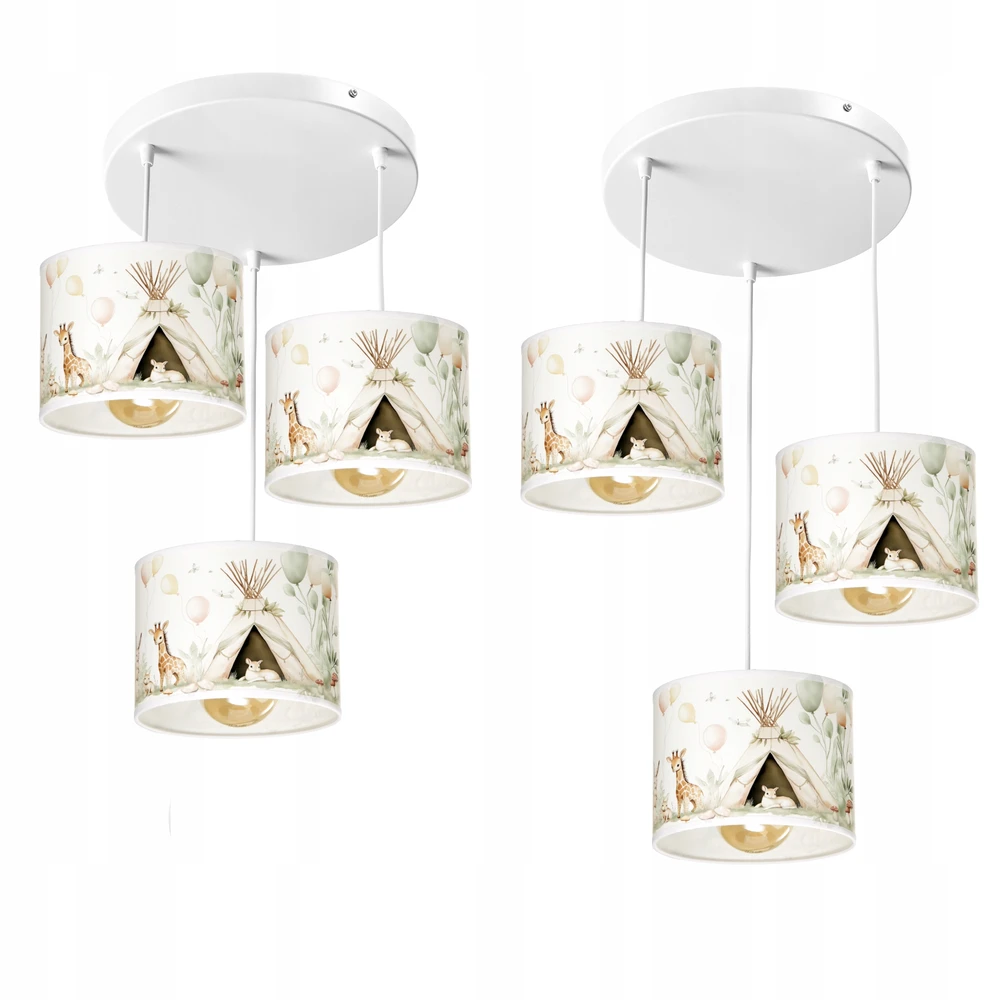 Moonlight DZIECIĘCA LAMPA WISZĄCA OKRĄGŁA ABAŻUR 20CM PASTELOWY ZWIERZĄTKA E27 LED