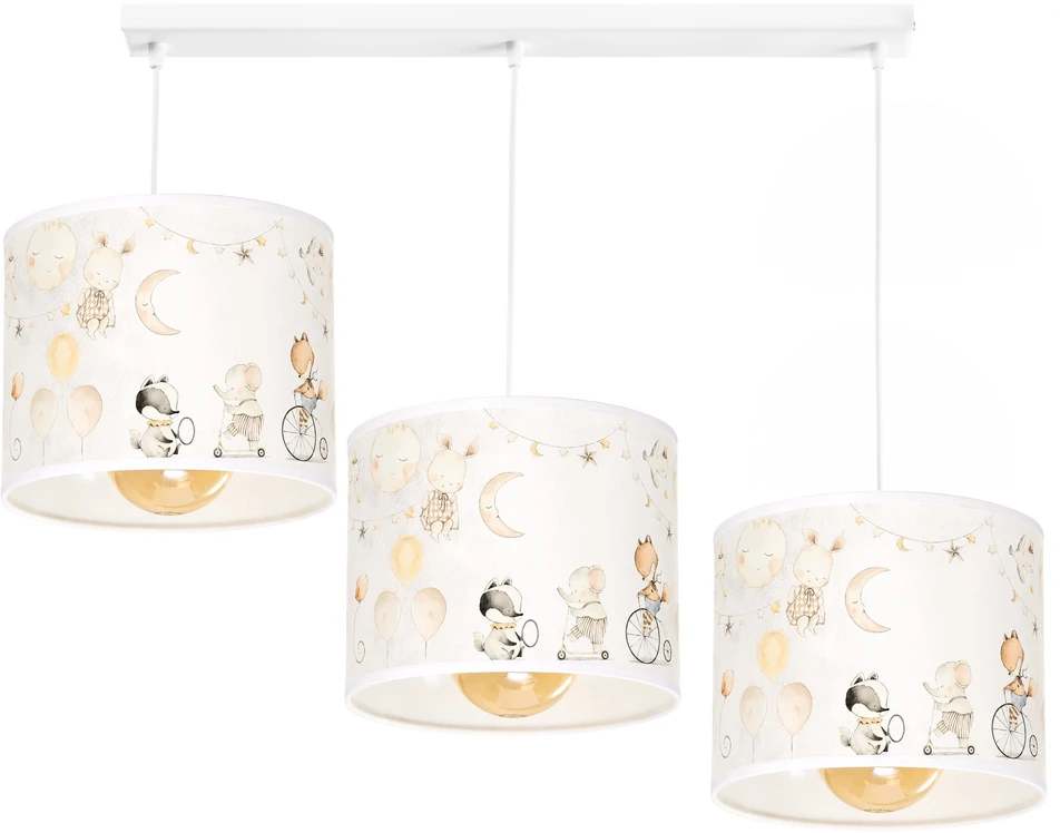 Moonlight DZIECIĘCA LAMPA WISZĄCA PASTELOWY ABAŻUR ZWIERZĄTKA SŁONIK E27 LED