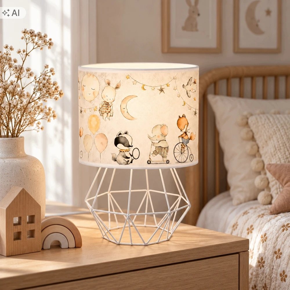 Moonlight DZIECIĘCA LAMPA WISZĄCA PASTELOWY ABAŻUR ZWIERZĄTKA SŁONIK E27 LED