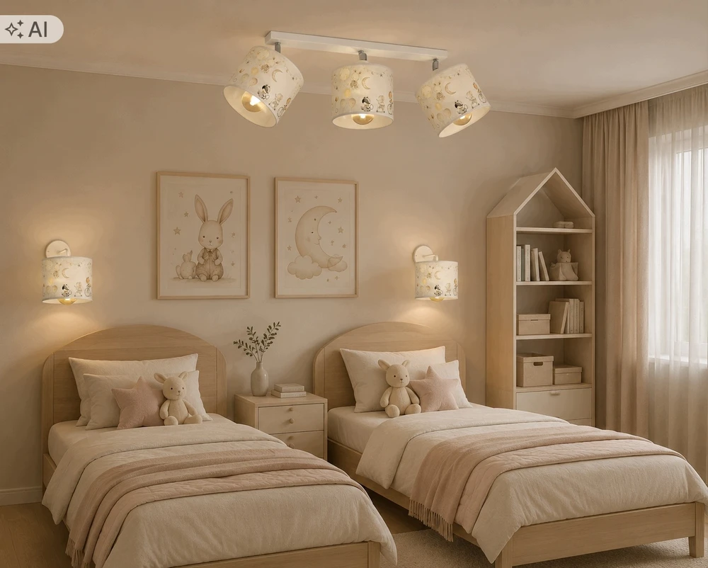 Moonlight DZIECIĘCA LAMPA WISZĄCA PASTELOWY ABAŻUR ZWIERZĄTKA SŁONIK E27 LED PLAFON