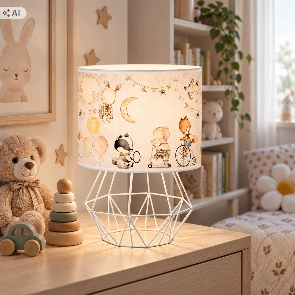 Moonlight DZIECIĘCA LAMPA WISZĄCA PASTELOWY ABAŻUR ZWIERZĄTKA SŁONIK E27 LED PLAFON