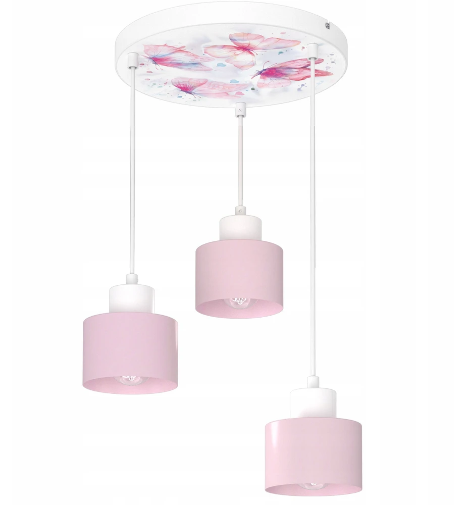 Moonlight DZIECIĘCA LAMPA WISZĄCA SUFITOWA E27 LED MOTYLKI 3-PKT NADRUK LASEROWY