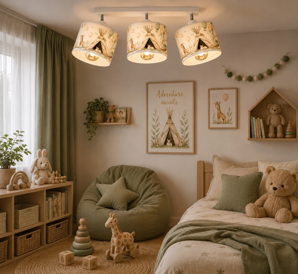 Moonlight DZIECIĘCA LAMPKA WISZĄCA ABAŻUR 30 CM PASTELOWY ZWIERZĄTKA E27 LED LAS