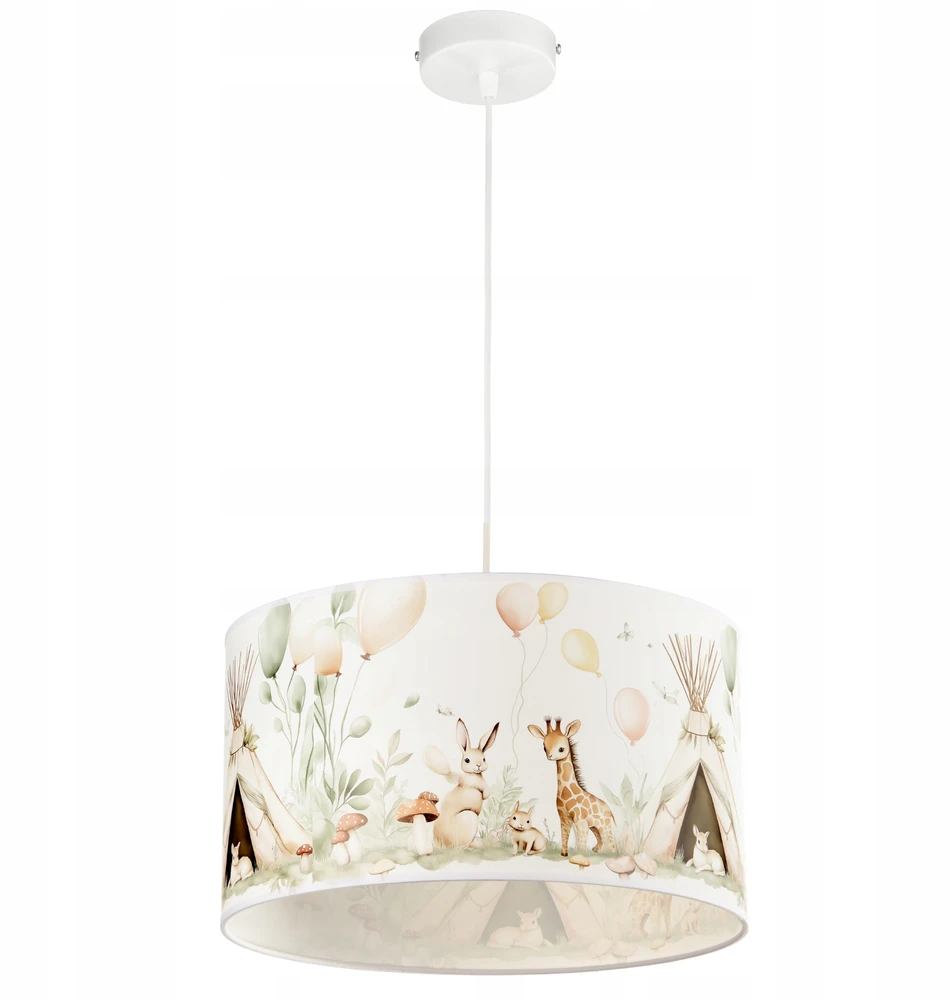 Moonlight DZIECIĘCA LAMPKA WISZĄCA ABAŻUR 30 CM PASTELOWY ZWIERZĄTKA E27 LED LAS