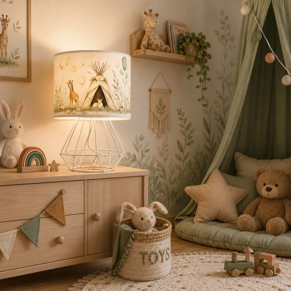 Moonlight DZIECIĘCA LAMPKA WISZĄCA ABAŻUR 30 CM PASTELOWY ZWIERZĄTKA E27 LED LAS