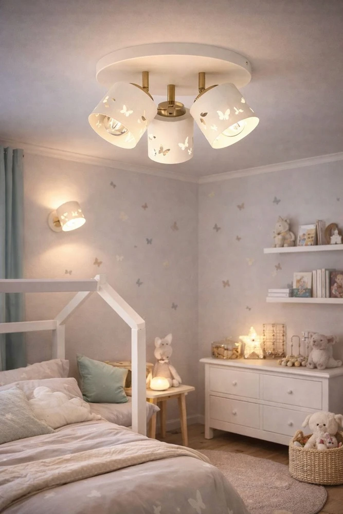 Moonlight DZIEWCZĘCA LAMPA PLAFON SUFITOWA ŻYRANDOL LED 3XE27 BEŻOWA SERCA LISTWA