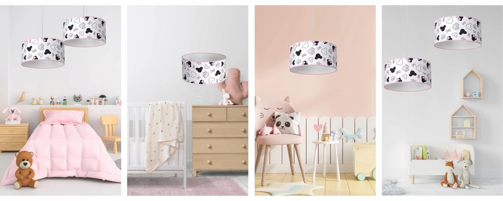 Moonlight LAMPA WISZĄCA SUFITOWA DZIECIĘCA ABAŻUR MYSZKI 30 E27