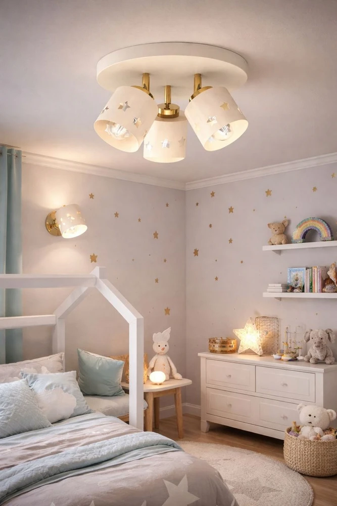 Moonlight MERGAITĖS LUBŲ LEMPAS LED SIETUMAS 3XE27 BEIGE STARS