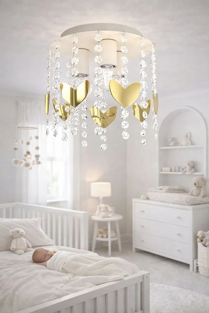 Moonlight ŻYRANDOL LAMPA SUFITOWA DLA DZIEWCZYNKI KRYSZTAŁKI RÓŻOWA Gu10 LED MOTYL