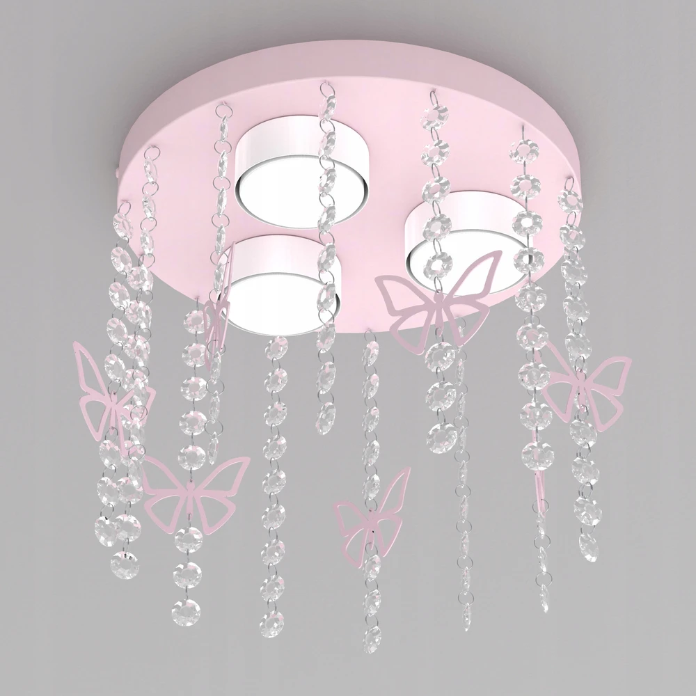 Moonlight ŻYRANDOL LAMPA SUFITOWA DLA DZIEWCZYNKI KRYSZTAŁKI RÓŻOWA GX53 LED MOTYL