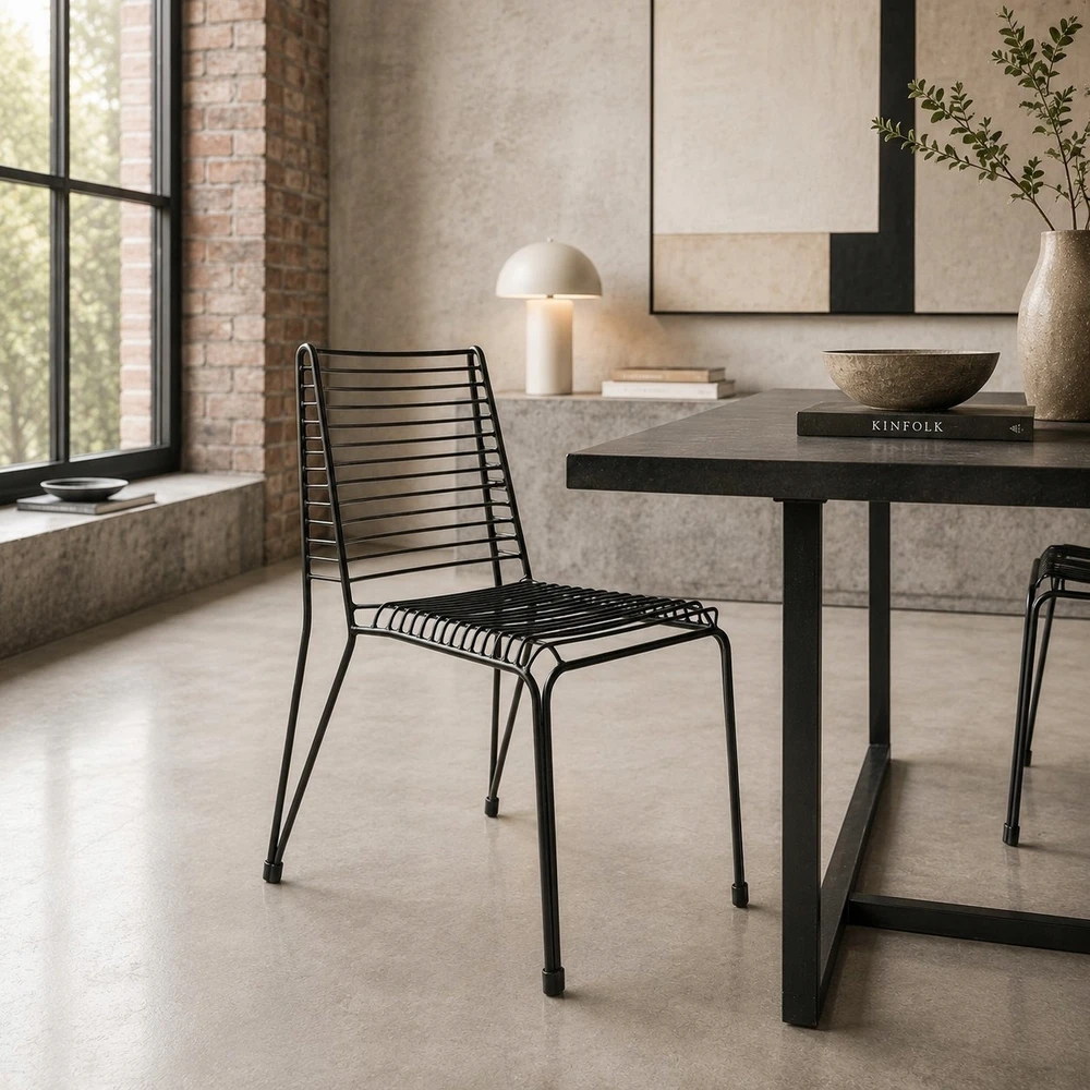 Moos Home GELEŽINĖ metalinė juoda palėpės kėdė