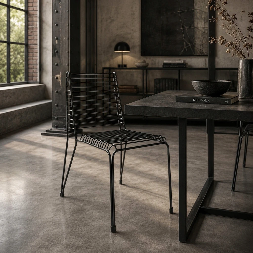 Moos Home GELEŽINĖ metalinė juoda palėpės kėdė