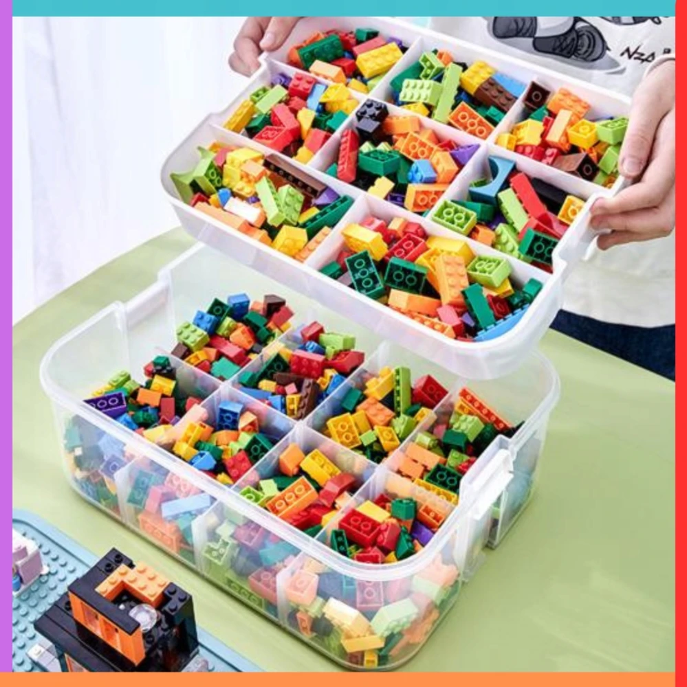 Moredeco 2 sluoksnių konteineris blokams organizatorius 2 aukštų dėžutė Kalėdų Senelio dovana