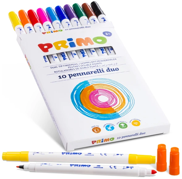 Morocolor Flomasteriai PRIMO, dvipusiai, 10 spalvų