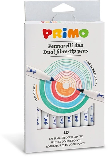 Morocolor Flomasteriai PRIMO, dvipusiai, 10 spalvų
