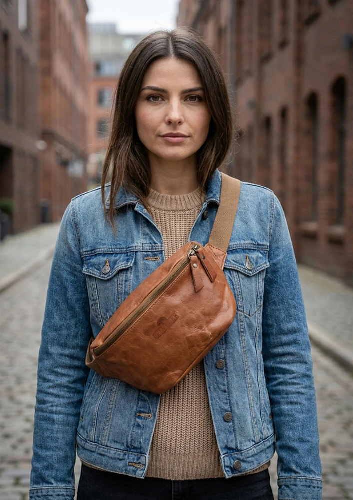 Moteriška vintažinė odinė kryžminė juosmens rankinė Brown Belveder B-FB2G