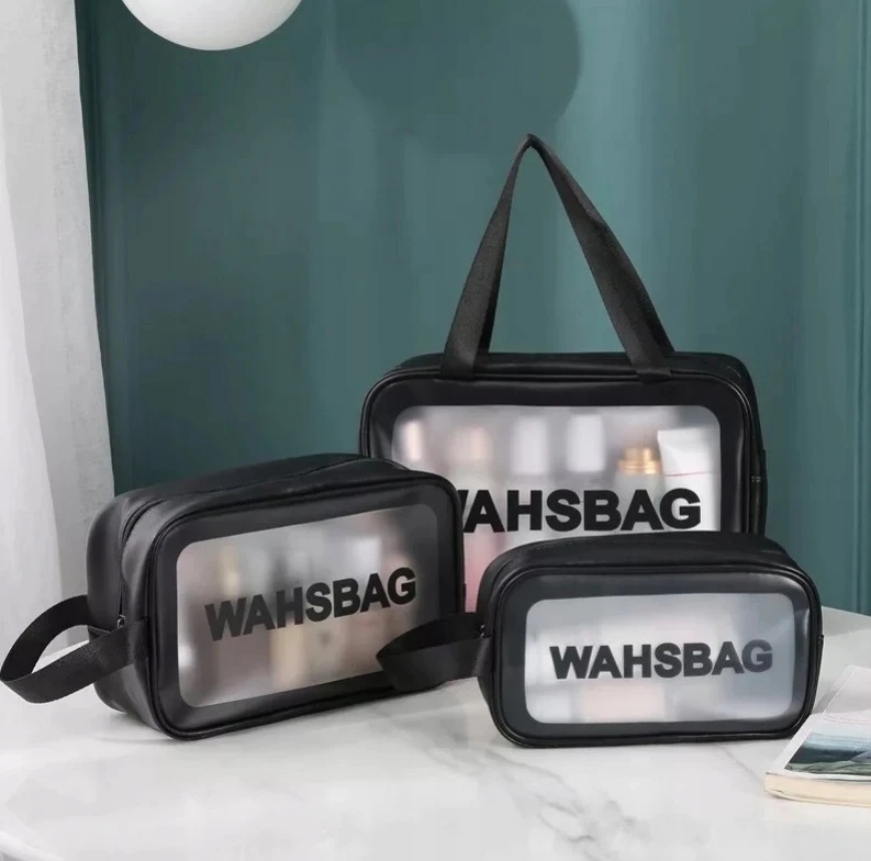 MOTERIŠKŲ VYRIŠKŲ KOSMETIKŲ KREPŠINIŲ RINKINYS 3in1 TRAVEL TRAVEL TRANSPARENT XL