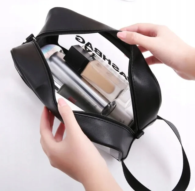 MOTERIŠKŲ VYRIŠKŲ KOSMETIKŲ KREPŠINIŲ RINKINYS 3in1 TRAVEL TRAVEL TRANSPARENT XL