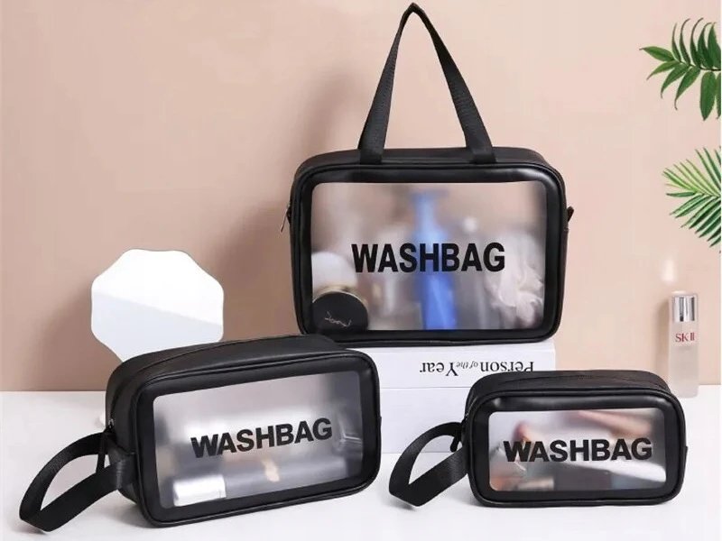 MOTERIŠKŲ VYRIŠKŲ KOSMETIKŲ KREPŠINIŲ RINKINYS 3in1 TRAVEL TRAVEL TRANSPARENT XL