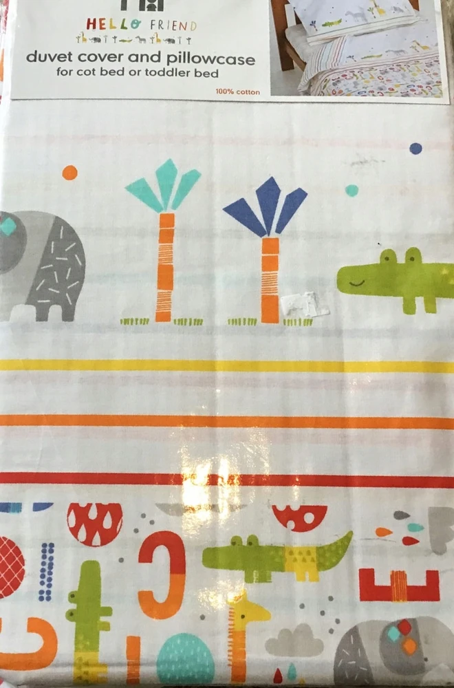MOTHERCARE Patalynė dziecięca bawełniana 2 el. Dwustronna ZOO /PASKI 120X150